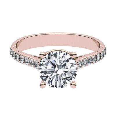 Vittoria Round Solitaire Half diamond band 4 Prongs