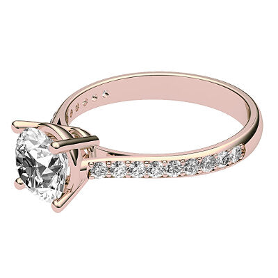 Vittoria Round Solitaire Half diamond band 4 Prongs