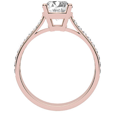Vittoria Round Solitaire Half diamond band 4 Prongs