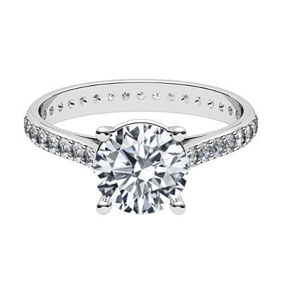 Vittoria Round Solitaire Full diamond band 4 Prongs