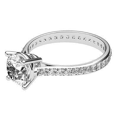 Vittoria Round Solitaire Full diamond band 4 Prongs