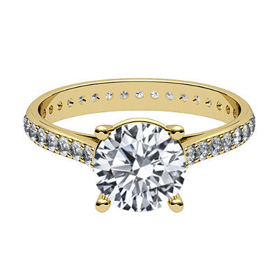 Vittoria Round Solitaire Full diamond band 4 Prongs