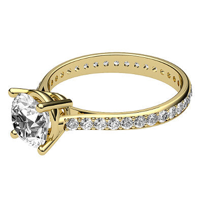 Vittoria Round Solitaire Full diamond band 4 Prongs