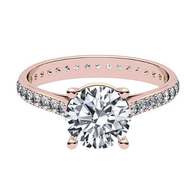 Vittoria Round Solitaire Full diamond band 4 Prongs