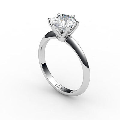 Simple Flat Round Solitaire Classic band 6 Prongs
