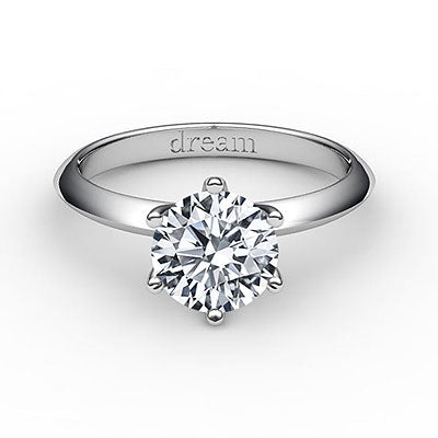 Simple Flat Round Solitaire Classic band 6 Prongs