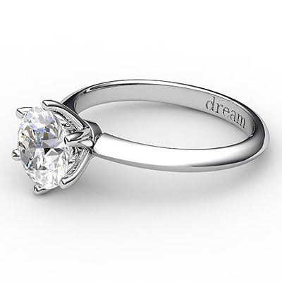 Simple Flat Round Solitaire Classic band 6 Prongs