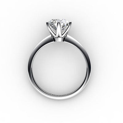 Simple Flat Round Solitaire Classic band 6 Prongs