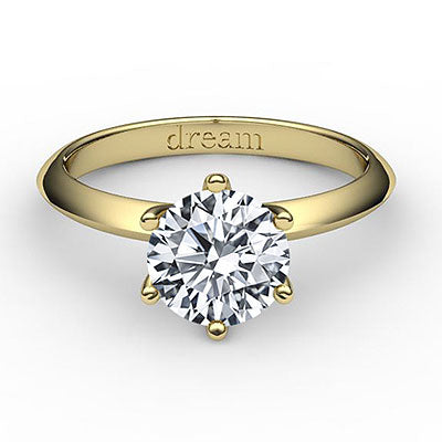 Simple Flat Round Solitaire Classic band 6 Prongs