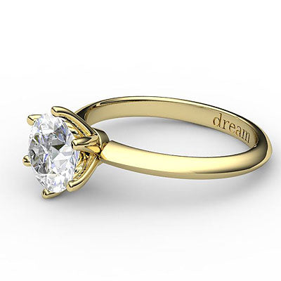Simple Flat Round Solitaire Classic band 6 Prongs