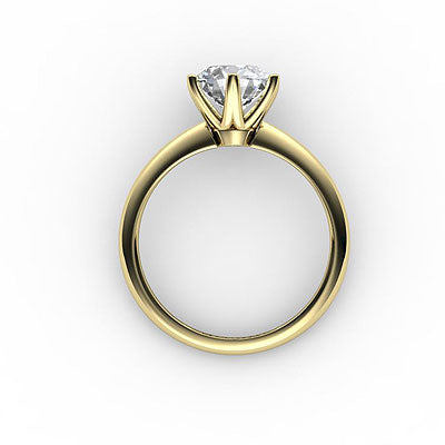 Simple Flat Round Solitaire Classic band 6 Prongs