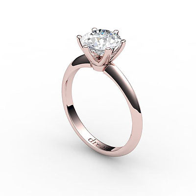Simple Flat Round Solitaire Classic band 6 Prongs