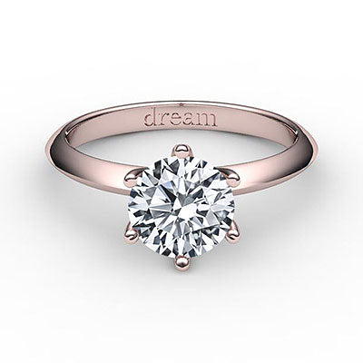 Simple Flat Round Solitaire Classic band 6 Prongs