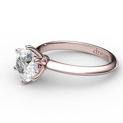 Simple Flat Round Solitaire Classic band 6 Prongs