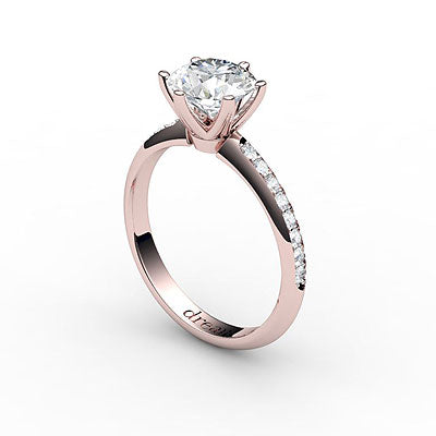 Simple Flat Round Solitaire Half diamond band 6 Prongs