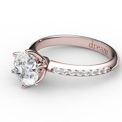 Simple Flat Round Solitaire Half diamond band 6 Prongs