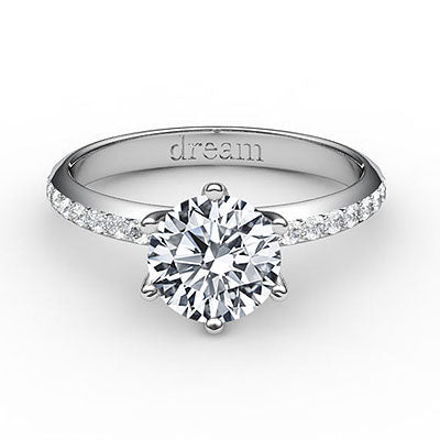 Simple Flat Round Solitaire Full diamond band 6 Prongs