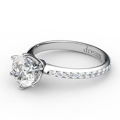 Simple Flat Round Solitaire Full diamond band 6 Prongs