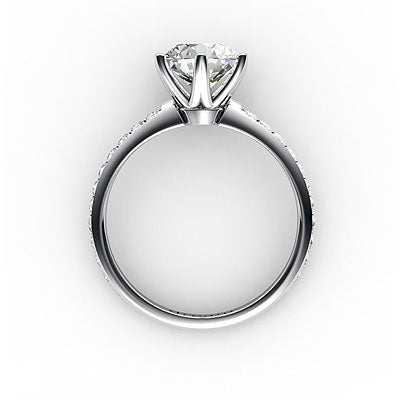 Simple Flat Round Solitaire Full diamond band 6 Prongs