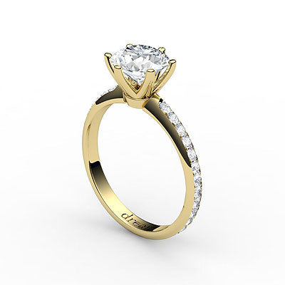 Simple Flat Round Solitaire Full diamond band 6 Prongs
