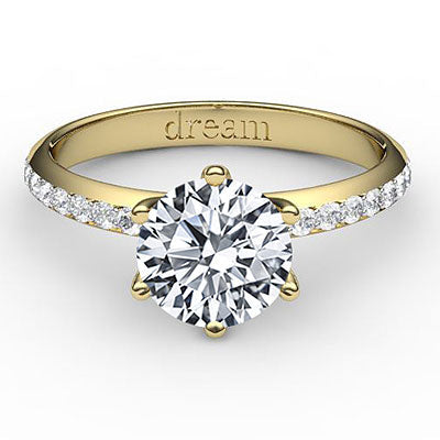 Simple Flat Round Solitaire Full diamond band 6 Prongs