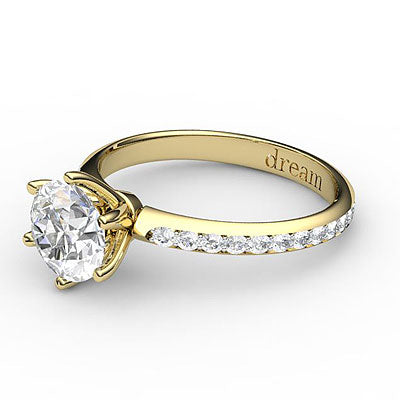 Simple Flat Round Solitaire Full diamond band 6 Prongs