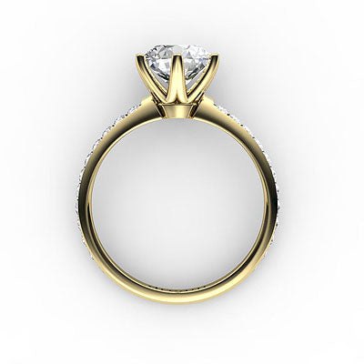 Simple Flat Round Solitaire Full diamond band 6 Prongs