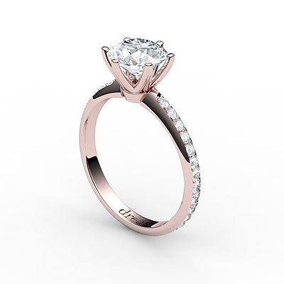 Simple Flat Round Solitaire Full diamond band 6 Prongs