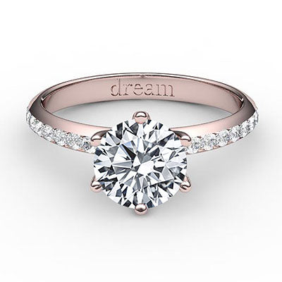 Simple Flat Round Solitaire Full diamond band 6 Prongs