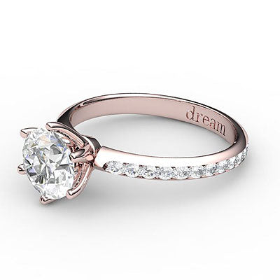 Simple Flat Round Solitaire Full diamond band 6 Prongs