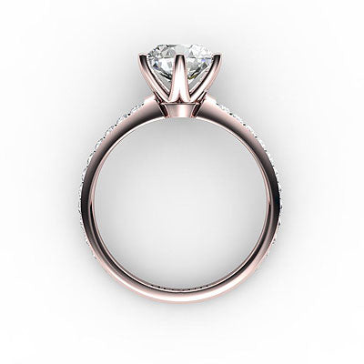Simple Flat Round Solitaire Full diamond band 6 Prongs