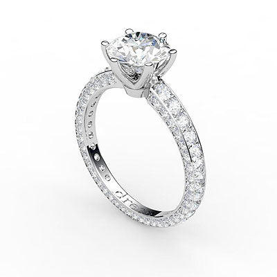 Simple Flat Round Solitaire Full coverage diamond band 6 Prongs