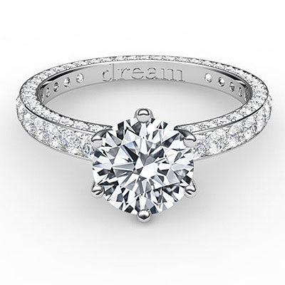 Simple Flat Round Solitaire Full coverage diamond band 6 Prongs