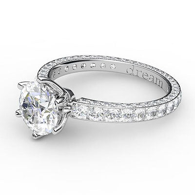 Simple Flat Round Solitaire Full coverage diamond band 6 Prongs