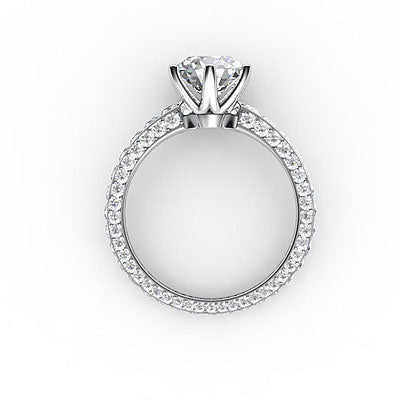 Simple Flat Round Solitaire Full coverage diamond band 6 Prongs