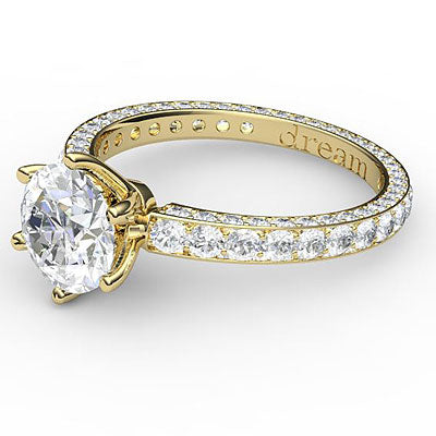 Simple Flat Round Solitaire Full coverage diamond band 6 Prongs