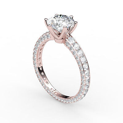 Simple Flat Round Solitaire Full coverage diamond band 6 Prongs