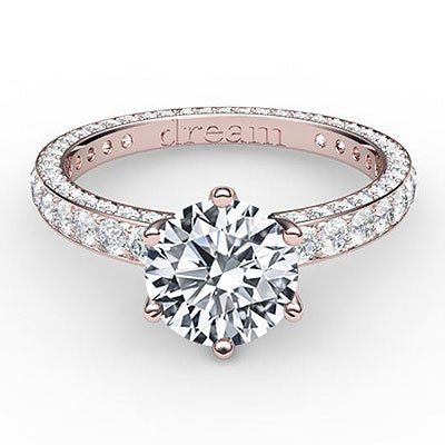 Simple Flat Round Solitaire Full coverage diamond band 6 Prongs