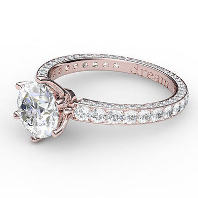 Simple Flat Round Solitaire Full coverage diamond band 6 Prongs