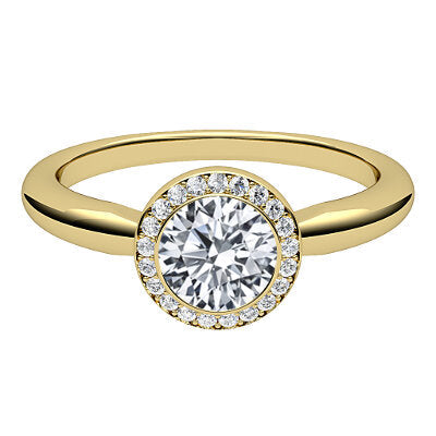 Simple Flat Round Solitaire halo Classic band