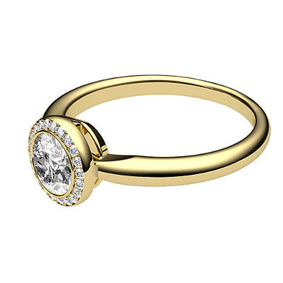 Simple Flat Round Solitaire halo Classic band