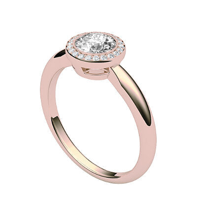 Simple Flat Round Solitaire halo Classic band