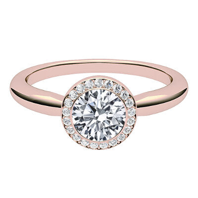 Simple Flat Round Solitaire halo Classic band