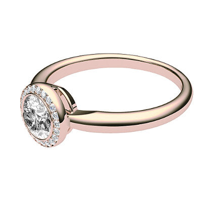 Simple Flat Round Solitaire halo Classic band