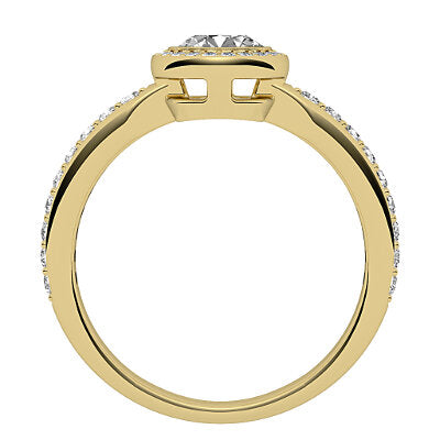 Simple Flat Round Solitaire halo Half diamond band