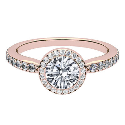 Simple Flat Round Solitaire halo Half diamond band