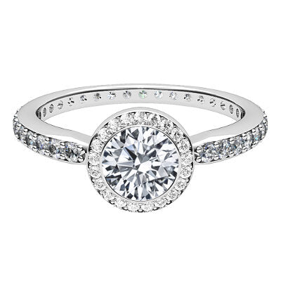 Simple Flat Round Solitaire halo Full diamond band