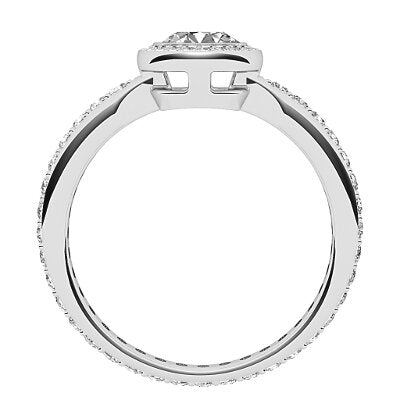 Simple Flat Round Solitaire halo Full diamond band