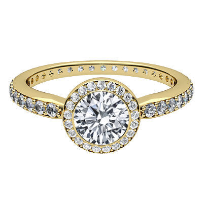 Simple Flat Round Solitaire halo Full diamond band