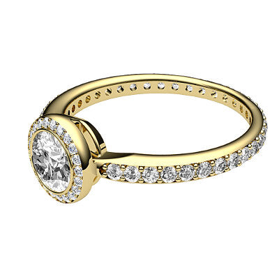Simple Flat Round Solitaire halo Full diamond band